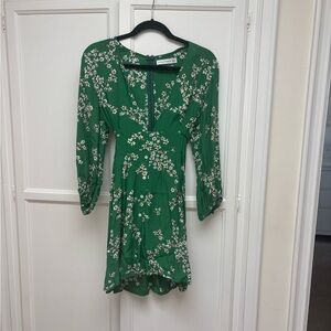 Faithfull the Brand Green Floral Long Sleeve Dress
